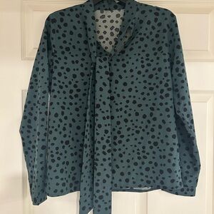 Teal and Black Polka Dot Women's Top